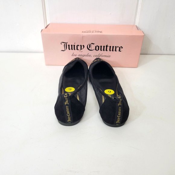 Juicy Couture Black Penny Logo Spell Out Flats NIB - Picture 5 of 8